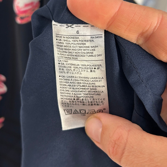 Banana Republic Womens Sz 6 Navy Twist Neck Multicolor Floral Sheath Dress #0433 - Picture 7 of 12